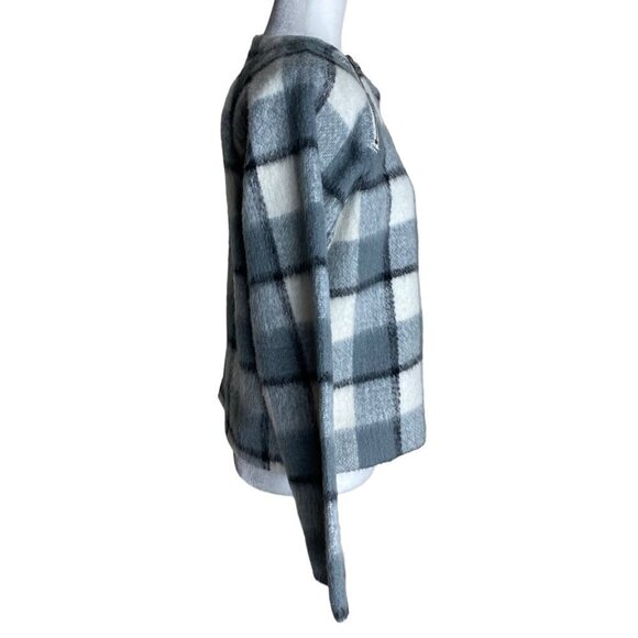 Abercrombie & Fitch Sweater Gray Plaid Wool-blend Trendy Fuzzy Women's Sz Sm - Picture 7 of 10